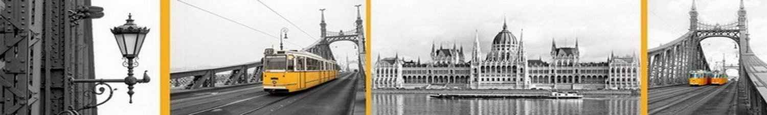 Скинали коллаж Прага с желтыми трамваями 016