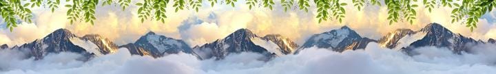 Стеклянный фартук Панорама горных вершин №A-1451